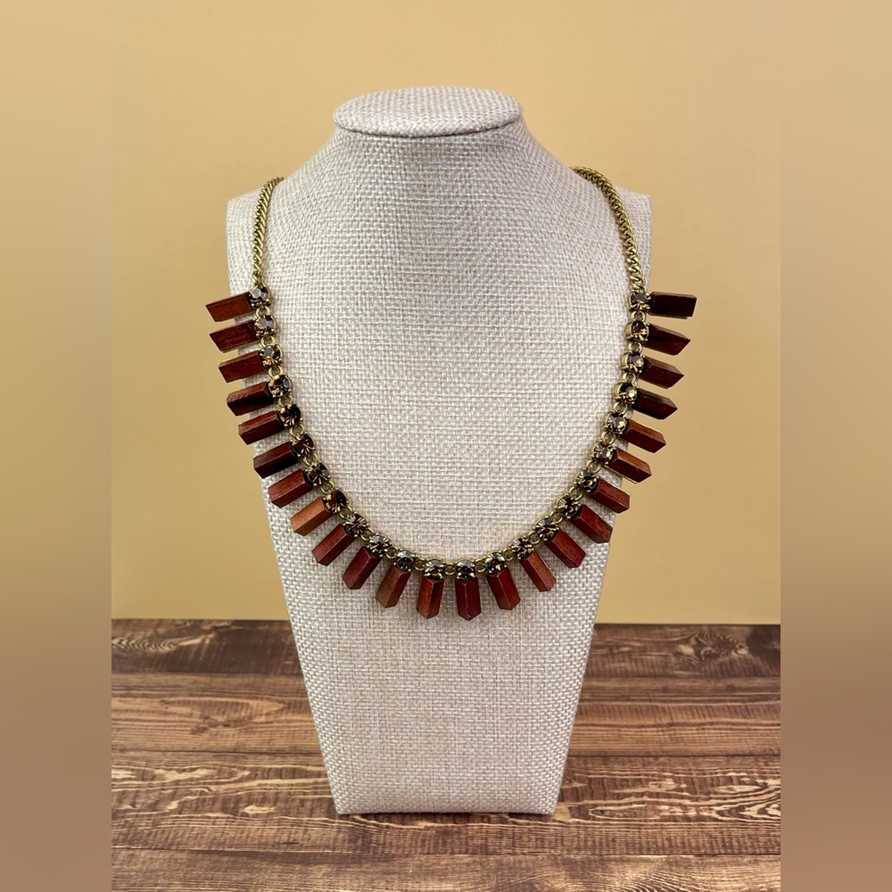 J Crew Mixed Prism Wood & Crystal Necklace